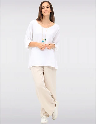 Manteaux | La maison du manteau au Québec Haut en Coton texturé à Manches 3/4 Col V Coupe Ample & Collier par Froccella
