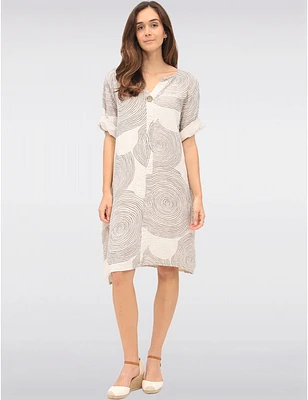 Robe Col Fendu Imprimé Spirale par Froccella