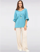 Manteaux | La maison du manteau au Québec Pantalon Large en Coton Texturé avec Taille Élastique & Poches par Froccella