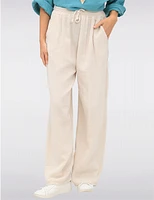 Manteaux | La maison du manteau au Québec Pantalon Large en Coton Texturé avec Taille Élastique & Poches par Froccella
