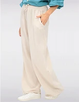 Manteaux | La maison du manteau au Québec Pantalon Large en Coton Texturé avec Taille Élastique & Poches par Froccella