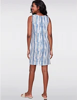Manteaux | La maison du manteau au Québec Robe Sans Manches en Lin Mélangé Motif Tie-dye Rayé & Fente Avant par Charlie B