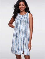 Manteaux | La maison du manteau au Québec Robe Sans Manches en Lin Mélangé Motif Tie-dye Rayé & Fente Avant par Charlie B