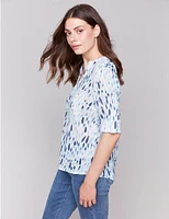 Manteaux | La maison du manteau au Québec Blouse En Coton Imprimée à Demi-boutonnage Poche Poitrine et Col Par Charlie B