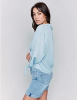 Manteaux | La maison du manteau au Québec Blouse Florale avec Nœud Devant Poche Poitrine et Manches 3/4 par Charlie B