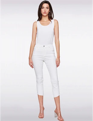 Manteaux | La maison du manteau au Québec Pantalon Blanc Écourté en Sergé Extensible à Ourlet Asymétrique par Charlie B