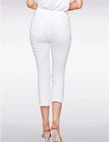 Manteaux | La maison du manteau au Québec Pantalon Blanc Écourté en Sergé Extensible à Ourlet Asymétrique par Charlie B