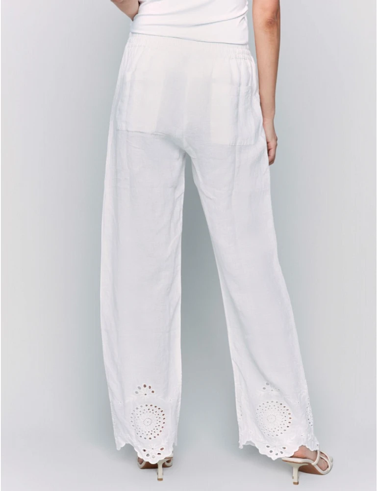 Manteaux | La maison du manteau au Québec Pantalon en Lin à Ourlet Broderie Anglaise & Taille Élastique par Charlie B