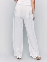 Manteaux | La maison du manteau au Québec Pantalon en Lin à Ourlet Broderie Anglaise & Taille Élastique par Charlie B