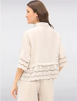 Manteaux | La maison du manteau au Québec Chemise Chic en Lin Boutonnée avec Bordures Broderie Anglaise par Froccella