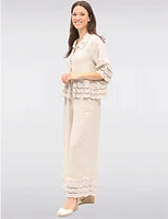 Manteaux | La maison du manteau au Québec Chemise Chic en Lin Boutonnée avec Bordures Broderie Anglaise par Froccella
