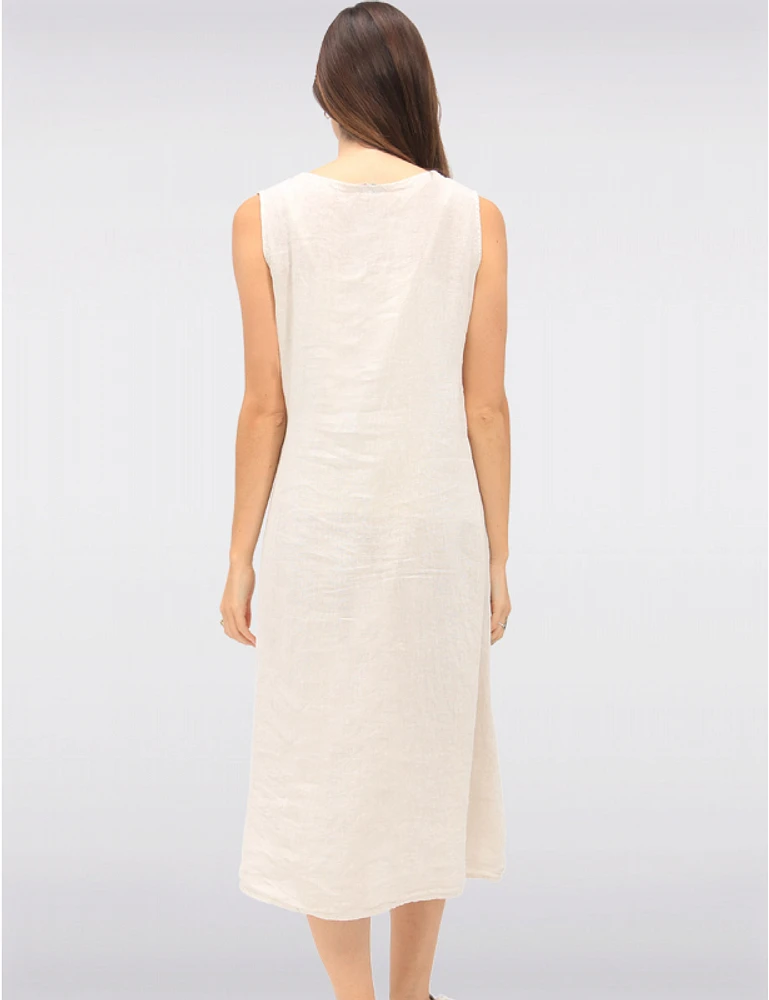 Manteaux | La maison du manteau au Québec Robe Élégante Sans Manches en Lin avec Lien à Nouer Sur le Côté par Froccella