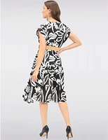 Manteaux | La maison du manteau au Québec Robe Cache-cœur Imprimée Avec Taille Élastique & Ceinture Raphia Par Froccella