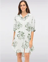 Manteaux | La maison du manteau au Québec Robe Chemise Rayée Fleurie à Manches Courtes & Ourlet Asymétrique par Froccella