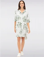Manteaux | La maison du manteau au Québec Robe Chemise Rayée Fleurie à Manches Courtes & Ourlet Asymétrique par Froccella