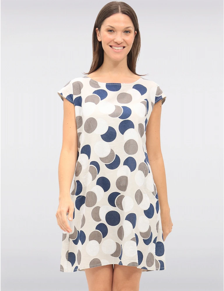 Manteaux Manteaux | La maison du manteau au Québec Robe À Pois en Lin & Coton À Manches Courtes Avec Taille en Tricot Par Froccella