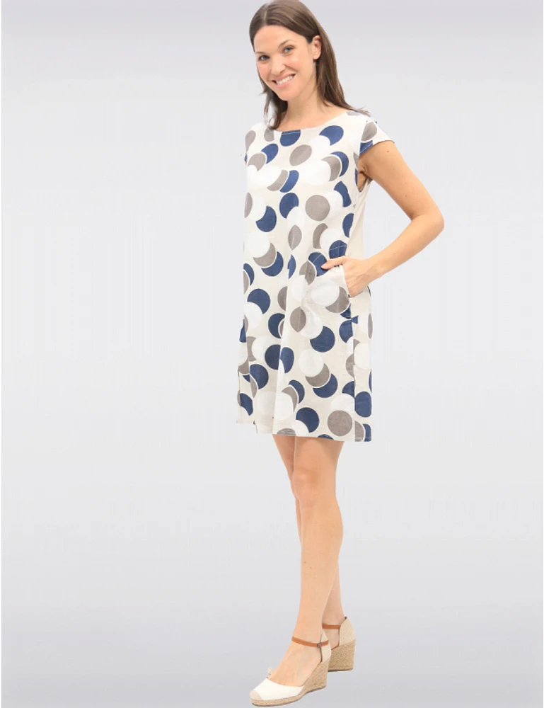 Manteaux Manteaux | La maison du manteau au Québec Robe À Pois en Lin & Coton À Manches Courtes Avec Taille en Tricot Par Froccella