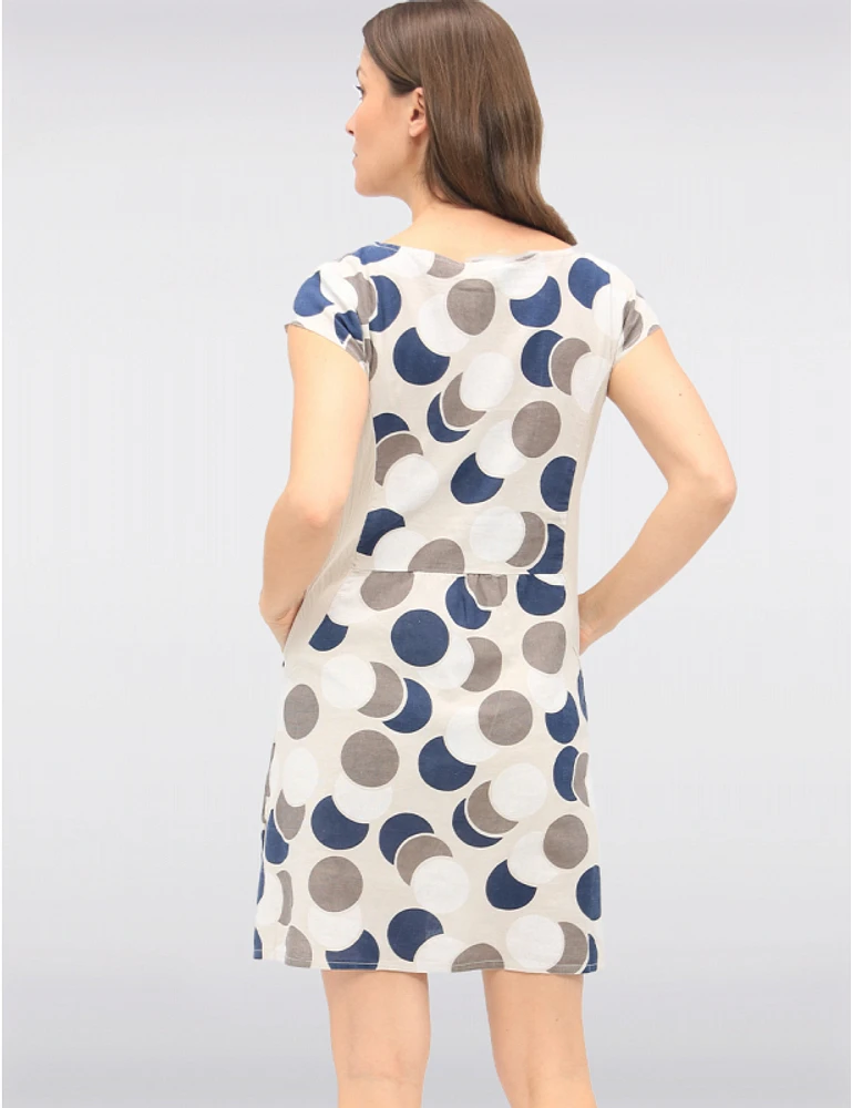 Manteaux Manteaux | La maison du manteau au Québec Robe À Pois en Lin & Coton À Manches Courtes Avec Taille en Tricot Par Froccella