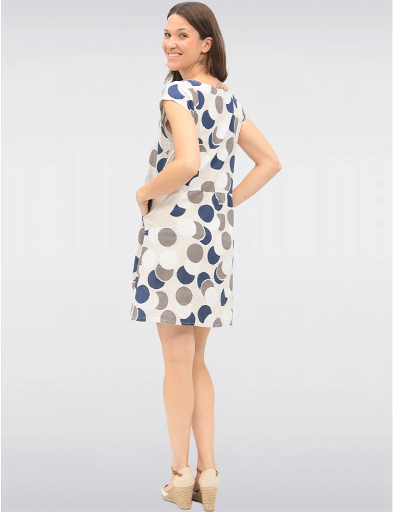 Manteaux Manteaux | La maison du manteau au Québec Robe À Pois en Lin & Coton À Manches Courtes Avec Taille en Tricot Par Froccella