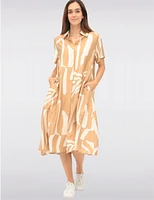 Manteaux Manteaux | La maison du manteau au Québec Robe Chemise Boutonnée à Imprimé Abstrait avec Manches Courtes et Poches