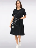 Manteaux Manteaux | La maison du manteau au Québec Robe en Coton À Imprimé Textuel Accent en Maille Florale & Boutons Décoratifs