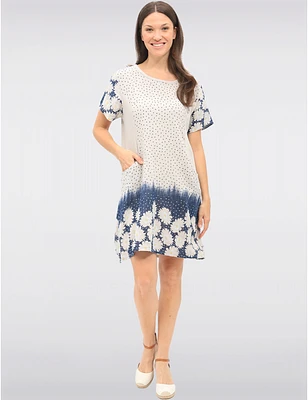 Manteaux | La maison du manteau au Québec Robe Manches Courtes À Pois Et Floral Avec Tricot Taille par Froccella