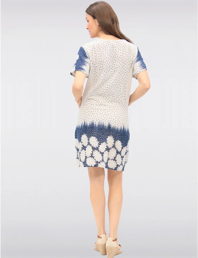 Manteaux | La maison du manteau au Québec Robe Manches Courtes À Pois Et Floral Avec Tricot Taille par Froccella