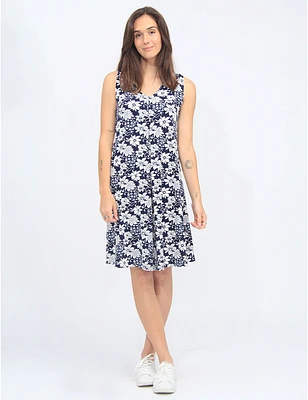 Robe A-Ligne Florale Marine Vamp