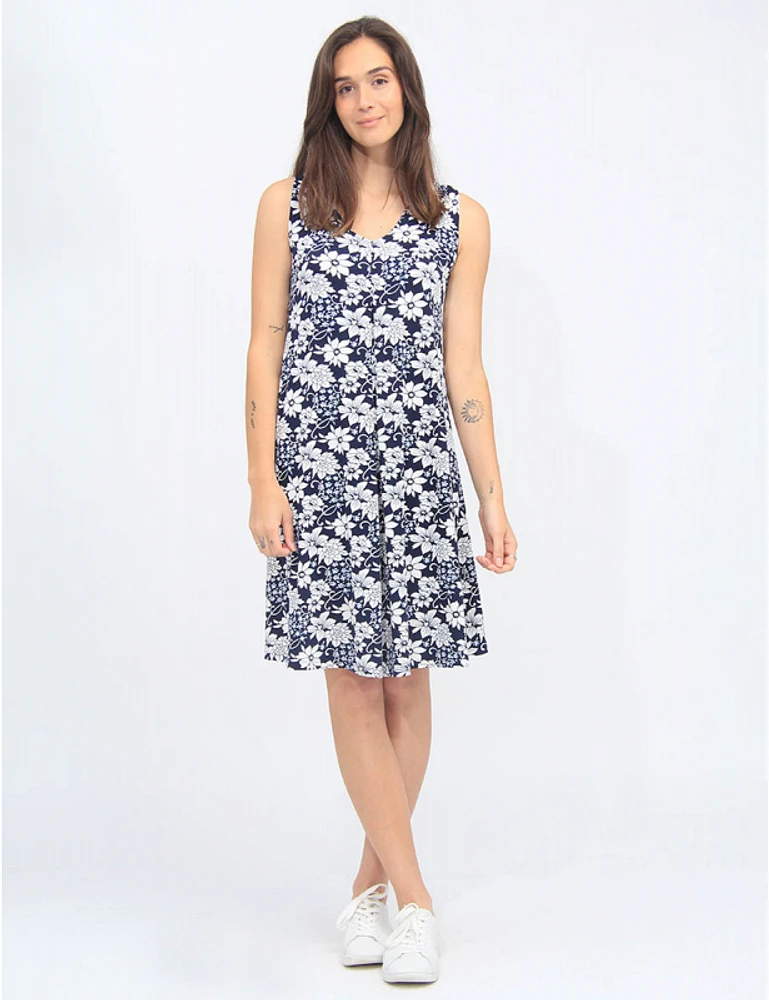 Robe A-Ligne Florale Marine Vamp