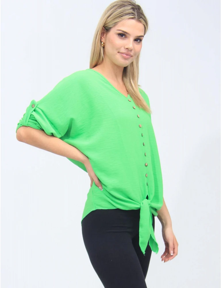 Blouse Froissée V-Cou Nœud Froccella