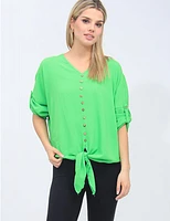 Blouse Froissée V-Cou Nœud Froccella