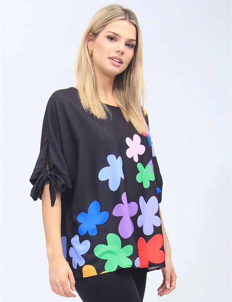 Top Floral Manches Nœud Froccella