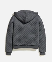 Women's Corbet Quilted Full Zip Hoodie Dark Heather Grey