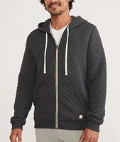 Corbet Quilted Full Zip Hoodie Dark Heather Grey