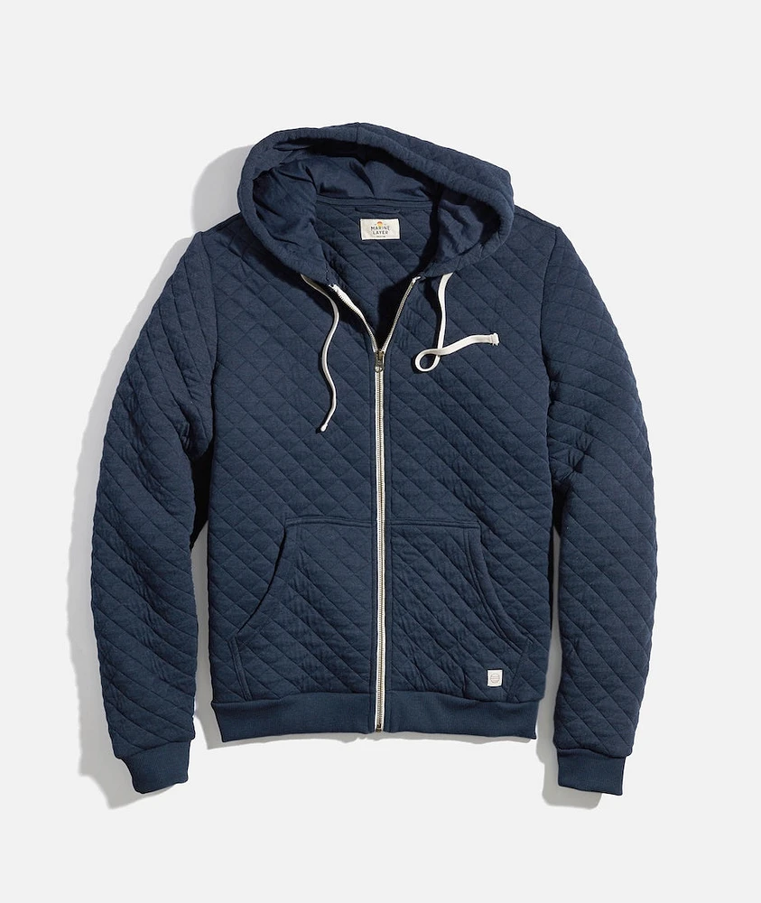 Men's Corbet Quilted Full Zip Hoodie Navy Heather