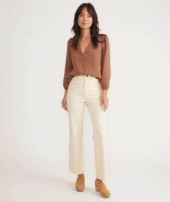 Full Length Raw Edge Bridget Pant Cream