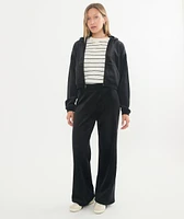 Cord Velour Cropped Zip Up Hoodie
