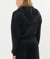 Cord Velour Cropped Zip Up Hoodie