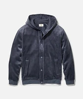 Cord Velour Snap Hoodie