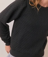 Women's Corbet Quilted Puff Sleeve Crewneck Charcoal
