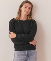 Women's Corbet Quilted Puff Sleeve Crewneck Charcoal