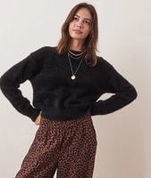 Eyelash Cropped Crewneck Sweater