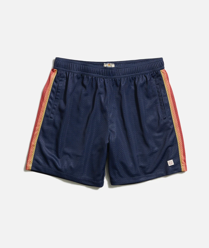 6" Mesh Short Navy Stripe