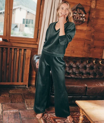 Cord Velour Wide Leg Pant