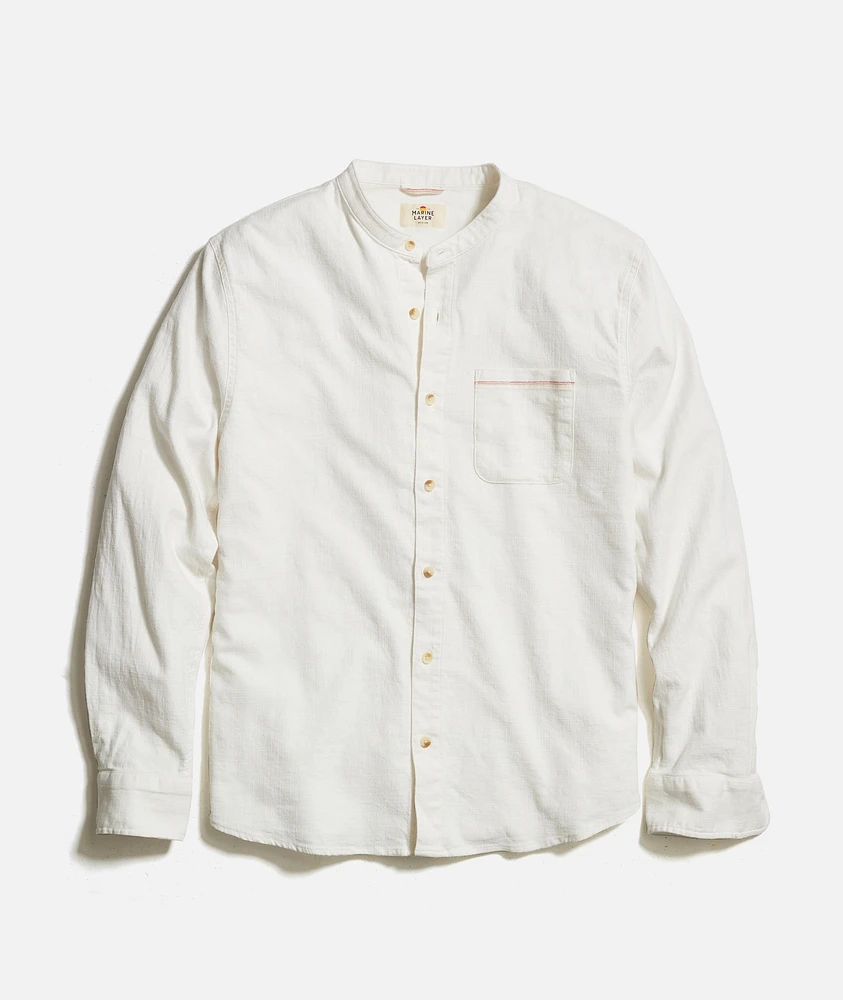 Banded Collar Stretch Selvage Shirt