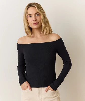 Lexi Rib Sun-In Off the Shoulder Top