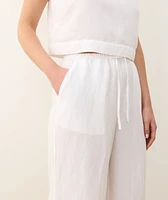 Linen Drawstring Wide Leg Pant