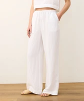 Linen Drawstring Wide Leg Pant