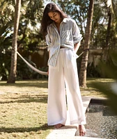 Linen Drawstring Wide Leg Pant