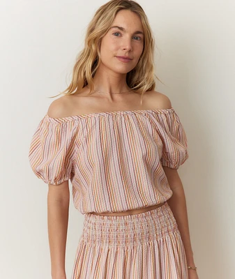 Marella Seersucker Crop Blouse